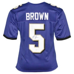 Marquise Brown Autographed Baltimore Ravens Football NFL Jersey JSA