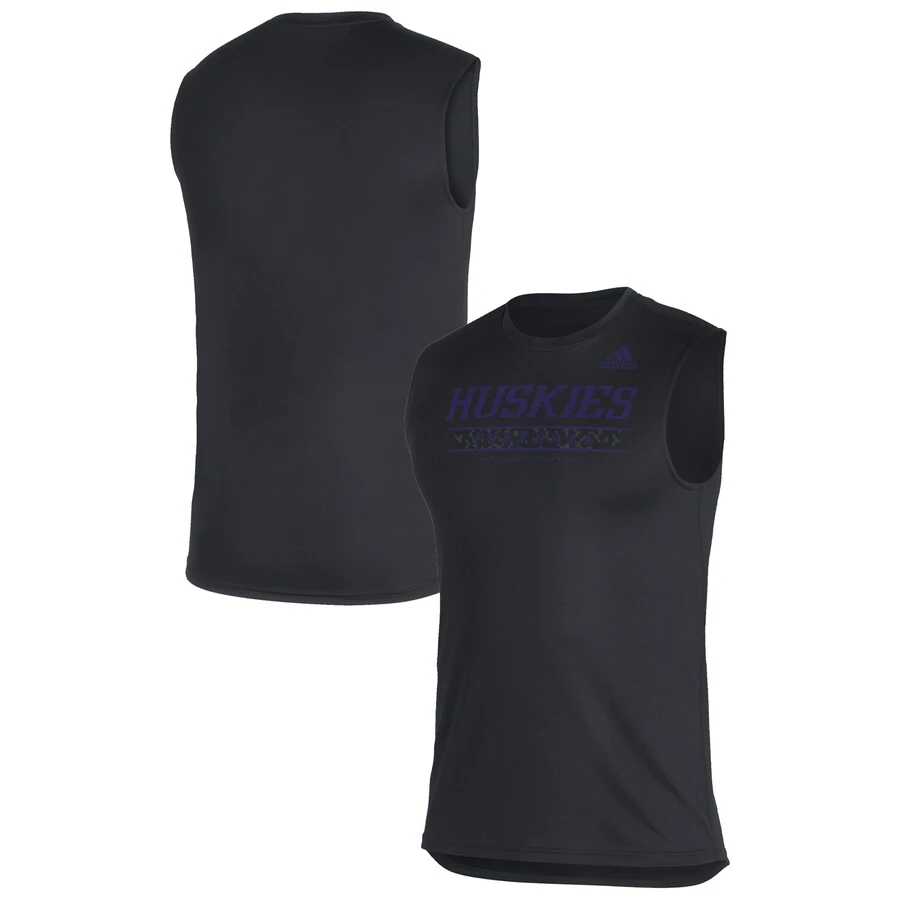 Washington Huskies Adidas Sideline Football Locker Creator AEROREADY Sleeveless T-Shirt - Black 1 Washington Huskies Adidas Sideline Football Locker Creator AEROREADY Sleeveless T-Shirt - Black