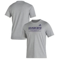 Washington Huskies Adidas Sideline Football Locker Practice Creator AEROREADY T-Shirt - Heathered Gray