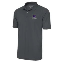 Washington Huskies Antigua Football Big & Tall Legacy Pique Polo - Charcoal