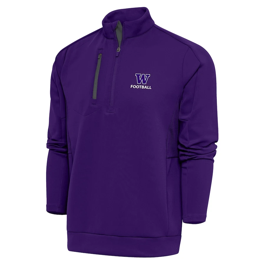Washington Huskies Antigua Football Generation Quarter-Zip Pullover Top - Purple 1 Washington Huskies Antigua Football Generation Quarter-Zip Pullover Top - Purple
