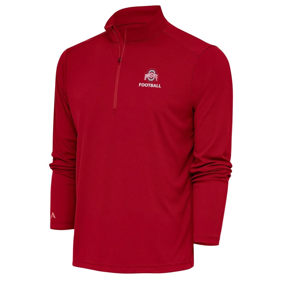 Ohio State Buckeyes Antigua Football Tribute Quarter-Zip Pullover Top - Scarlet 1 Ohio State Buckeyes Antigua Football Tribute Quarter-Zip Pullover Top - Scarlet