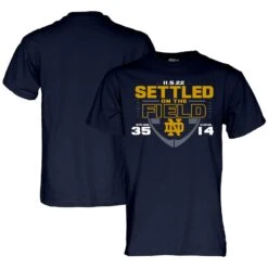Notre Dame Fighting Irish Vs. Clemson Tigers Blue 84 2022 Football Score T-Shirt - Navy