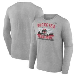 Ohio State Buckeyes Fanatics Branded College Football Playoff 2022 Peach Bowl Gameday Stadium Long Sleeve T-Shirt - Gray