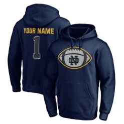 Notre Dame Fighting Irish Fanatics Branded Game Ball Football Personalized Name & Number Pullover Hoodie - Navy