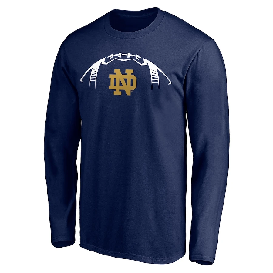Notre Dame Fighting Irish Fanatics Branded Playmaker Football Personalized Name Long Sleeve T-Shirt - Navy 2 Notre Dame Fighting Irish Fanatics Branded Playmaker Football Personalized Name Long Sleeve T-Shirt - Navy - Image 2