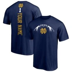 Notre Dame Fighting Irish Fanatics Branded Playmaker Football Personalized Name T-Shirt - Navy