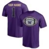 Washington Huskies Fanatics Branded Game Ball Football Personalized Name T-Shirt - Purple