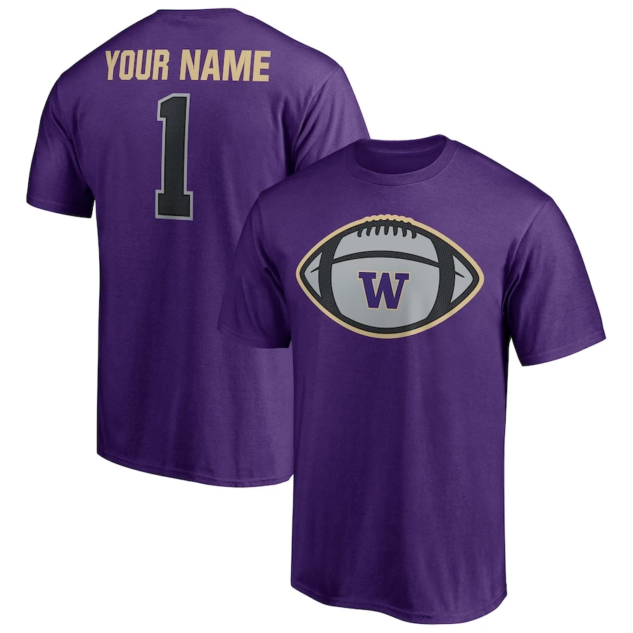Washington Huskies Fanatics Branded Game Ball Football Personalized Name T-Shirt - Purple 1 Washington Huskies Fanatics Branded Game Ball Football Personalized Name T-Shirt - Purple