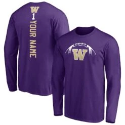 Washington Huskies Fanatics Branded Playmaker Personalized Football Long Sleeve T-Shirt - Purple