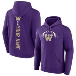 Washington Huskies Fanatics Branded Playmaker Personalized Football Pullover Hoodie - Purple