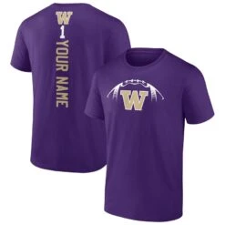 Washington Huskies Fanatics Branded Playmaker Personalized Football T-Shirt - Purple