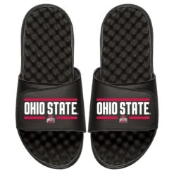 Ohio State Buckeyes ISlide Football Bar Logo Slide Sandals - Black