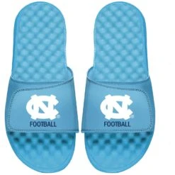 North Carolina Tar Heels ISlide Football Stacked Slide Sandals - Carolina Blue
