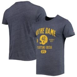 Notre Dame Fighting Irish League Collegiate Wear Football Locker Victory Falls Tri-Blend T-Shirt - Heathered Navy
