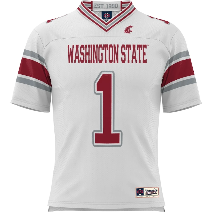 #1 Washington State Cougars ProSphere Endzone Football Jersey - White 2 #1 Washington State Cougars ProSphere Endzone Football Jersey - White - Image 2