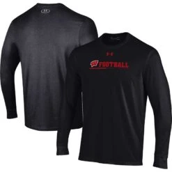 Wisconsin Badgers Under Armour 2022 Sideline Football Long Sleeve T-Shirt - Black
