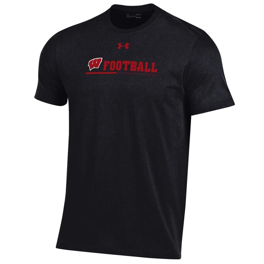 Wisconsin Badgers Under Armour 2022 Sideline Football Performance T-Shirt - Black 2 Wisconsin Badgers Under Armour 2022 Sideline Football Performance T-Shirt - Black - Image 2