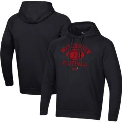 Wisconsin Badgers Under Armour Football Practice Raglan Pullover Hoodie - Black