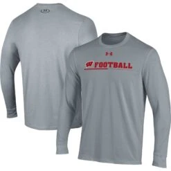 Wisconsin Badgers Under Armour 2022 Sideline Football Long Sleeve T-Shirt - Gray