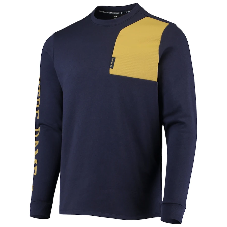 Notre Dame Fighting Irish Under Armour 2021 Sideline Football Fleece Pullover Sweatshirt - Navy 2 Notre Dame Fighting Irish Under Armour 2021 Sideline Football Fleece Pullover Sweatshirt - Navy - Image 2