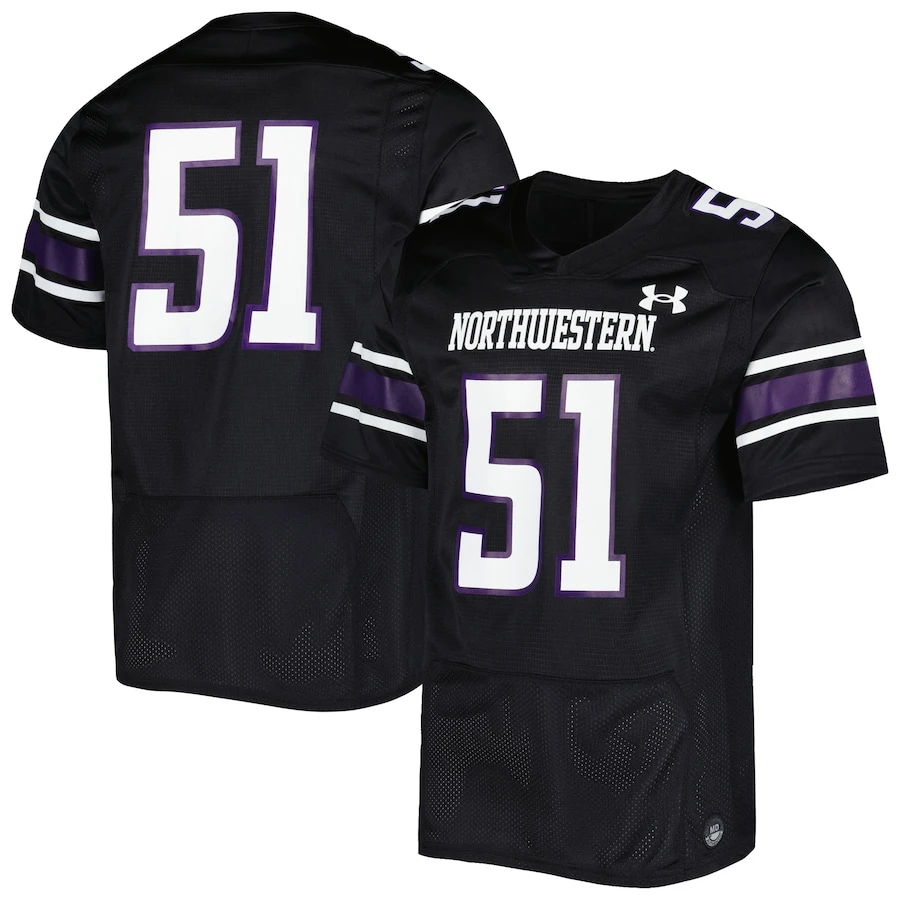 #51 Northwestern Wildcats Under Armour Team Wordmark Replica Football Jersey - Black 1 #51 Northwestern Wildcats Under Armour Team Wordmark Replica Football Jersey - Black