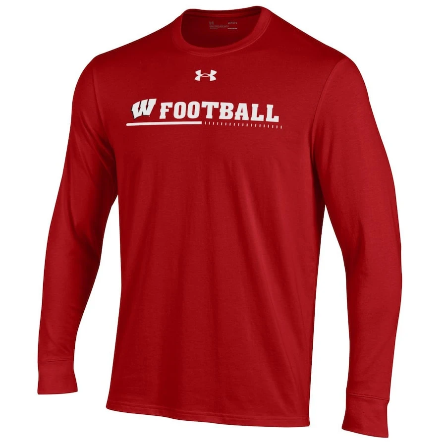 Wisconsin Badgers Under Armour 2022 Sideline Football Long Sleeve T-Shirt - Red 2 Wisconsin Badgers Under Armour 2022 Sideline Football Long Sleeve T-Shirt - Red - Image 2