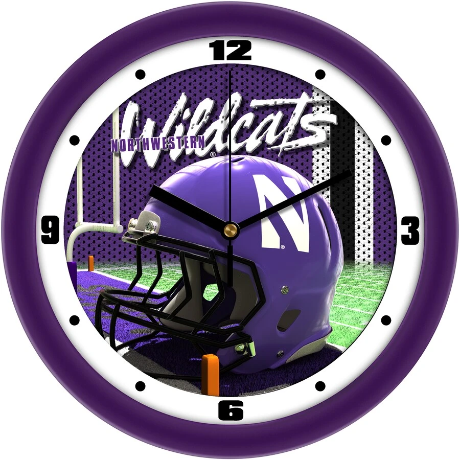 Northwestern Wildcats 11.5'' Suntime Premium Glass Face Football Helmet Wall Clock 1 Northwestern Wildcats 11.5'' Suntime Premium Glass Face Football Helmet Wall Clock