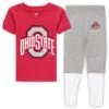 Ohio State Buckeyes Wes & Willy Preschool Football Player V-Neck T-Shirt And Pants Sleep Set - Scarlet