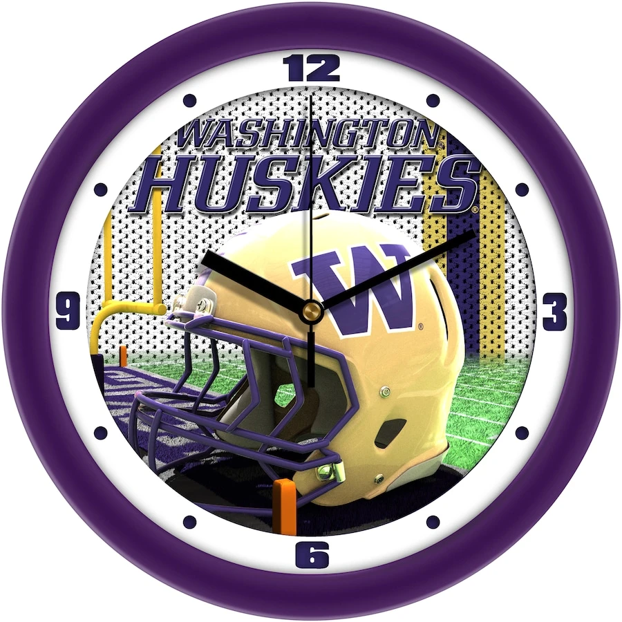 Washington Huskies 11.5'' Suntime Premium Glass Face Football Helmet Wall Clock 1 Washington Huskies 11.5'' Suntime Premium Glass Face Football Helmet Wall Clock