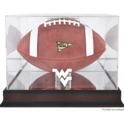 West Virginia Mountaineers Fanatics Authentic Mahogany Base Logo Football Case With Mirror Back