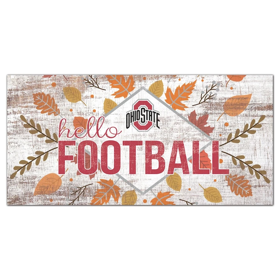 Ohio State Buckeyes 6'' X 12'' Hello Football Wall Art - White 1 Ohio State Buckeyes 6'' X 12'' Hello Football Wall Art - White