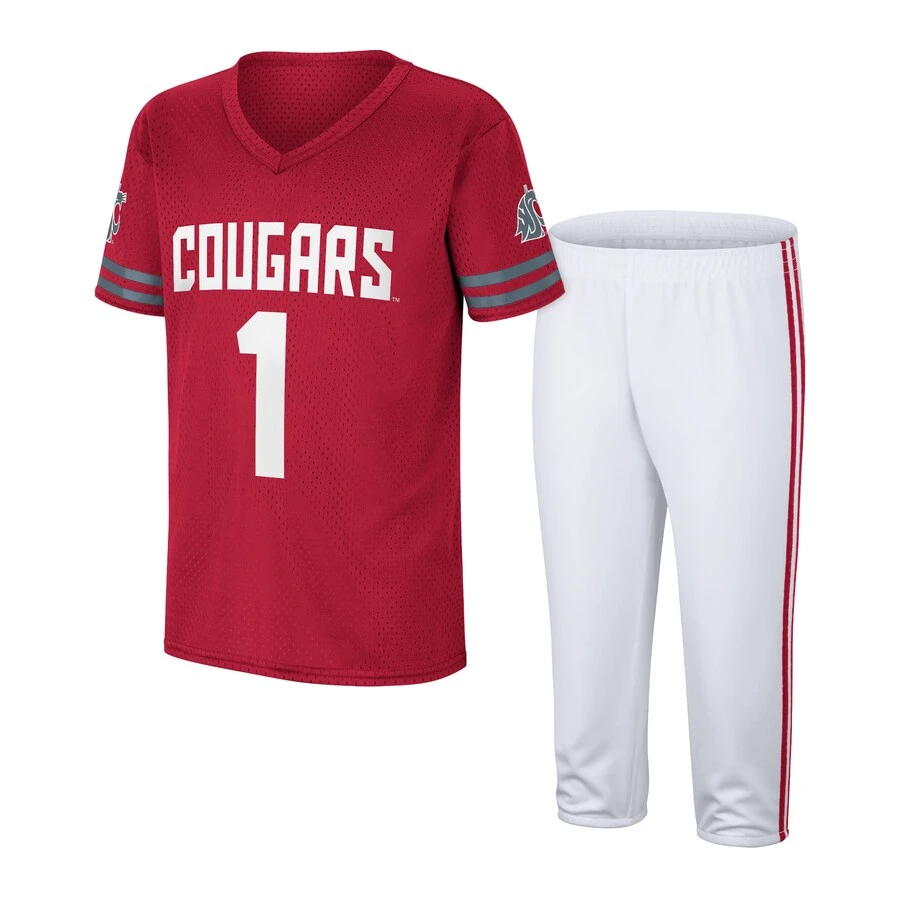 Washington State Cougars Colosseum Youth Football T-Shirt And Pants Set - Crimson/White 1 Washington State Cougars Colosseum Youth Football T-Shirt And Pants Set - Crimson/White