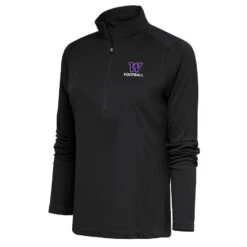 Washington Huskies Antigua Women's Football Tribute Half-Zip Pullover Top - Charcoal