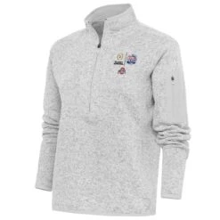 Ohio State Buckeyes Antigua Women's College Football Playoff 2022 Peach Bowl Fortune Half-Zip Pullover Jacket - Heather Gray