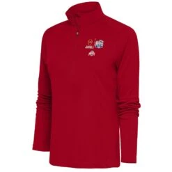 Ohio State Buckeyes Antigua Women's College Football Playoff 2022 Peach Bowl Tribute Half-Zip Pullover Top - Scarlet