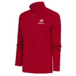 Ohio State Buckeyes Antigua Women's Football Tribute Half-Zip Pullover Top - Scarlet