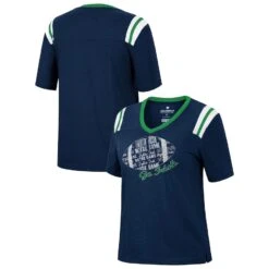 Notre Dame Fighting Irish Colosseum Women's 15 Min Early Football V-Neck T-Shirt - Heathered Navy
