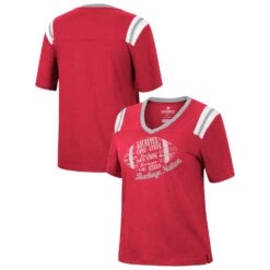 Ohio State Buckeyes Colosseum Women's 15 Min Early Football V-Neck T-Shirt - Heathered Scarlet