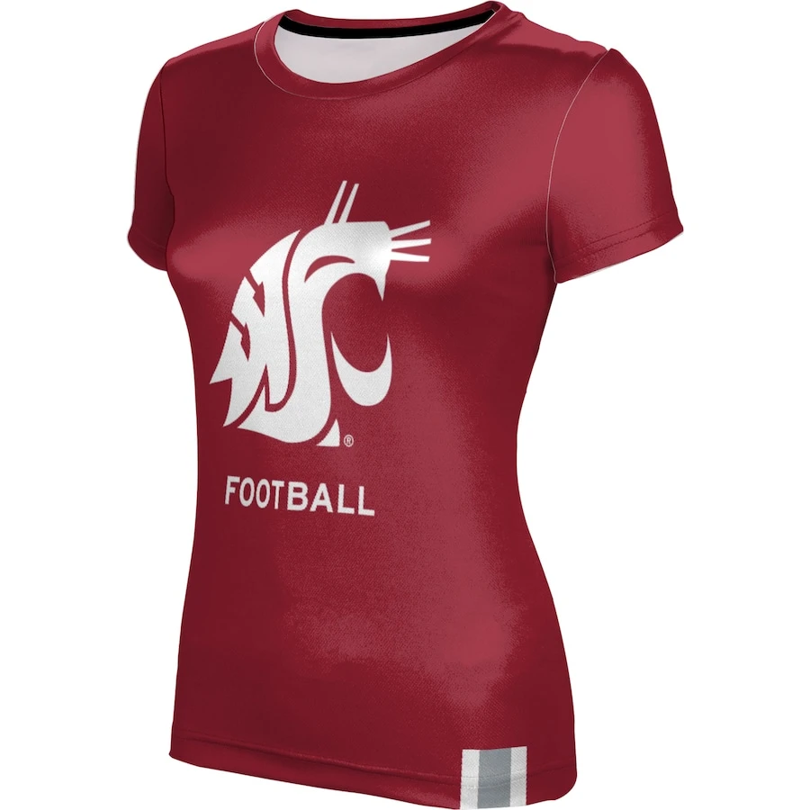 Washington State Cougars Women's Football T-Shirt - Crimson 2 Washington State Cougars Women's Football T-Shirt - Crimson - Image 2