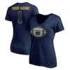 Notre Dame Fighting Irish Fanatics Branded Women's Game Ball Football Personalized Name & Number V-Neck T-Shirt - Navy