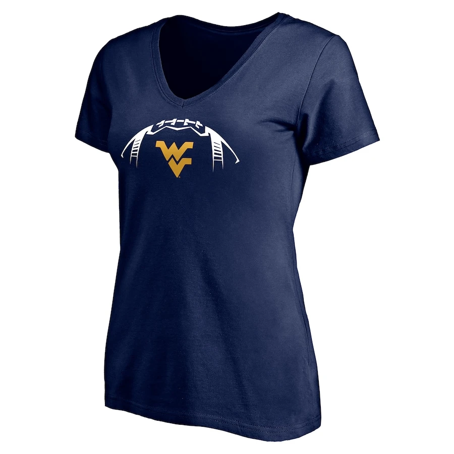 West Virginia Mountaineers Fanatics Branded Women's Playmaker Football Personalized Name & Number V-Neck T-Shirt - Navy 2 West Virginia Mountaineers Fanatics Branded Women's Playmaker Football Personalized Name & Number V-Neck T-Shirt - Navy - Image 2