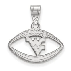 West Virginia Mountaineers Women's Sterling Silver Logo Football Pendant