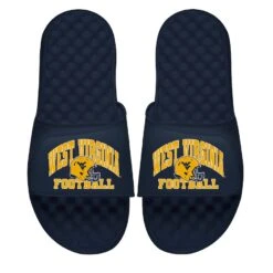 West Virginia Mountaineers ISlide Youth Football Varsity Slide Sandals - Navy