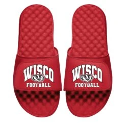 Wisconsin Badgers ISlide Youth Football Varsity Slide Sandals - Red