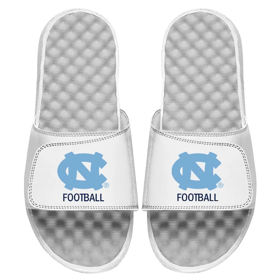 North Carolina Tar Heels ISlide Youth Football Slide Sandals - White 1 North Carolina Tar Heels ISlide Youth Football Slide Sandals - White