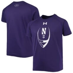 Northwestern Wildcats Under Armour Youth 2022 Sideline Football Icon Tech Raglan Performance T-Shirt - Purple